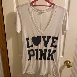 Victoria Secret Pink V-Neck Tee Shirt Medium